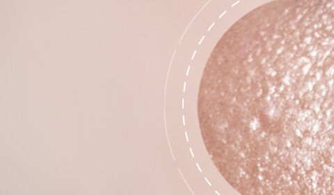 Close-up of smooth skin texture with soft focus, featuring a circular detail highlighting a slightly textured area.